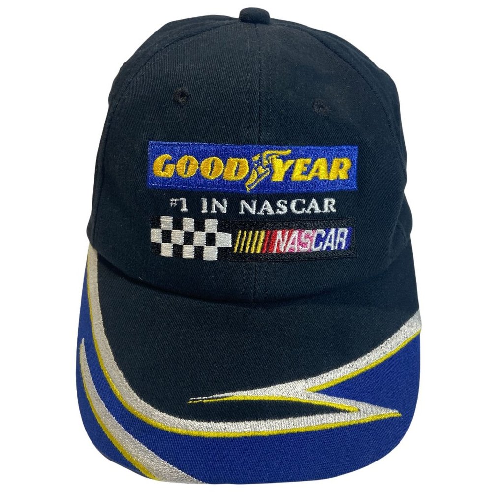 K-Products‎ Goodyear NASCAR Hat Mens OSFM Black Blue Embroidered Racing Cap